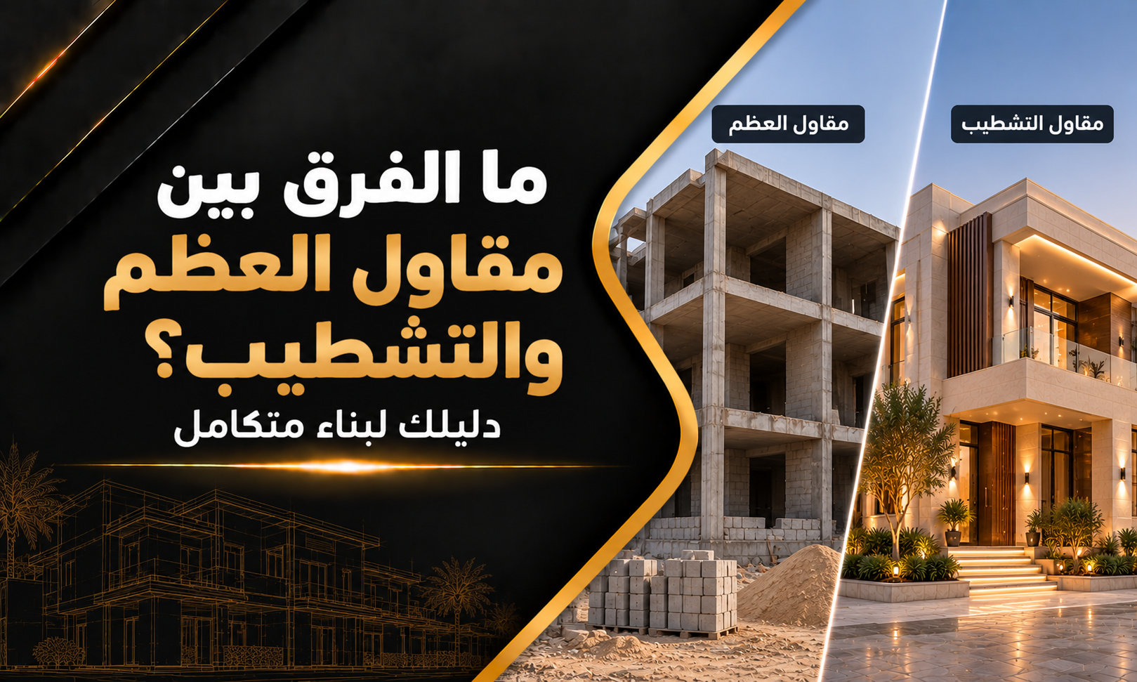 ما الفرق بين مقاول العظم والتشطيب